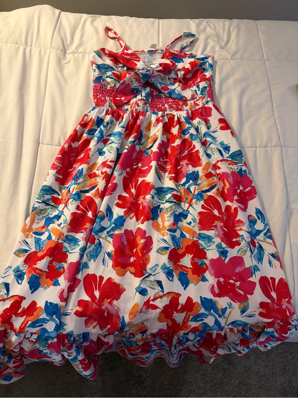 Grace Karin Floral Sundress in White, Pink & Blue